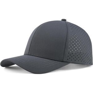 Men's Dark Grey Perforated Adjustable Sports Laser Cut Mesh Ball Curved Brim Cap